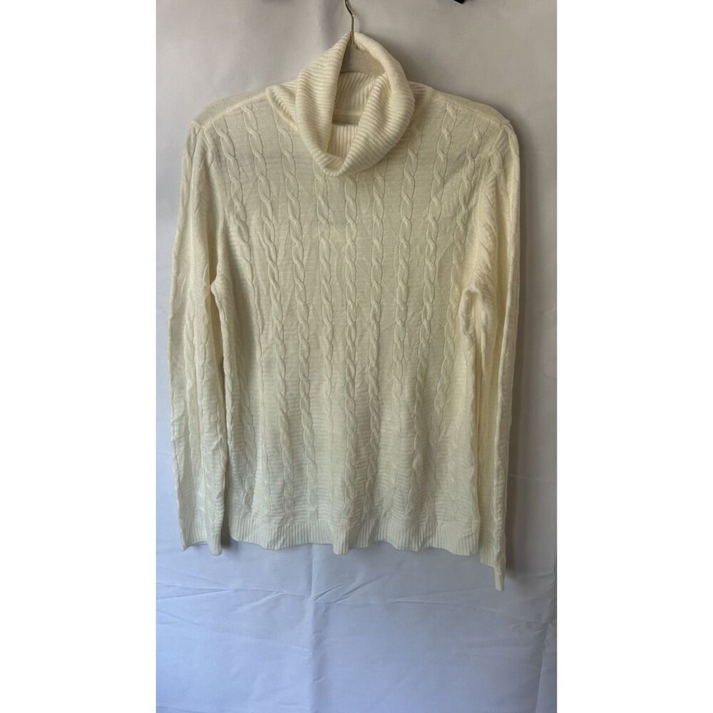 Croft and Barrow Women's NWT Cable Knit Turtleneck Sweater Cream M Long Sleeve